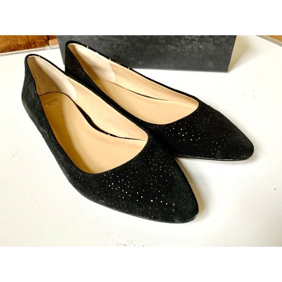 Joe's Jeans Kitty IV Pointed Toe Glitter Slip On Flat Boat Shoe Black Suede US 9 - Picture 2 of 8